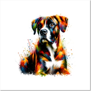 Abstract Treeing Tennessee Brindle in Colorful Splash Art Posters and Art